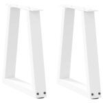 vidaXL Nohy jedálenského stola V-Shape 2 ks Biela 28x(42-43,3) cm Oceľ