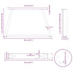 vidaXL Nohy jedálenského stola V-Shape 2 ks Čierna 50x(42-43,3)cm Oceľ – Obrázok 10