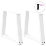 vidaXL Nohy konferenčného stolíka v tvare V, 2 ks, biele, 70 x (42-43,3) cm, oceľové – Obrázok 3