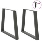 vidaXL Nohy k jedálenskému stolu v tvare V, 2 ks, antracitové, 70 x (72 – 73,3) cm, oceľ – Obrázok 3