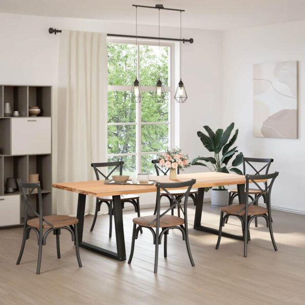 vidaXL Nohy jedálenského stola V-Shape 2 ks Čierna 90x(72-73,3)cm Oceľ – Obrázok 2