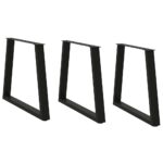 vidaXL Nohy k jedálenskému stolu v tvare V, 3 ks, čierne, 80 x (72-73,3) cm, oceľ