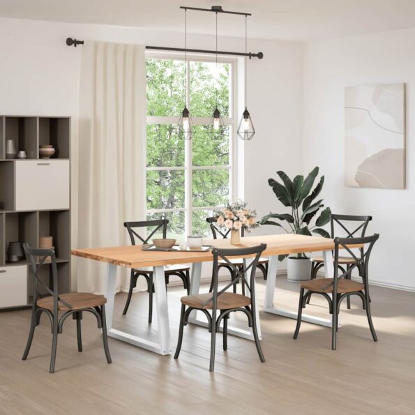 vidaXL Nohy jedálenského stola V-Shape 3 ks Biela 90x(72-73,3) cm Oceľ – Obrázok 2