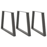 vidaXL Nohy k jedálenskému stolu v tvare V, 3 ks, antracitové, 100 x (72-73,3) cm, oceľ