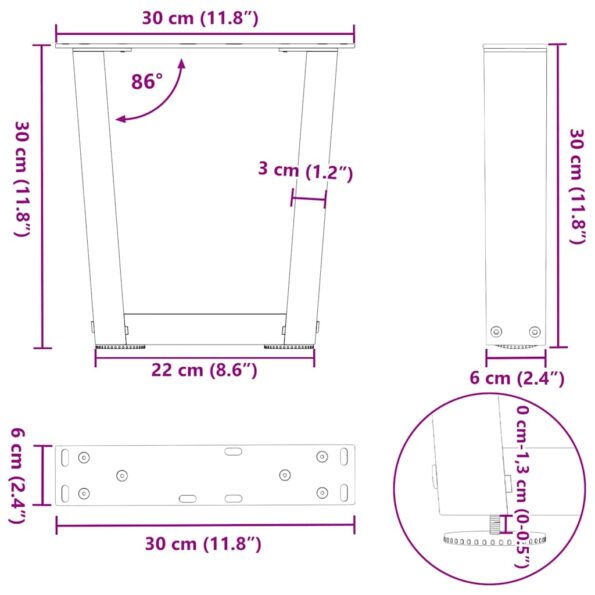 VXL8721102957680_g_en_hd_10.jpg vidaXL Nohy jedálenského stola V-Shape 2 ks Prírodná oceľ – Obrázok 11