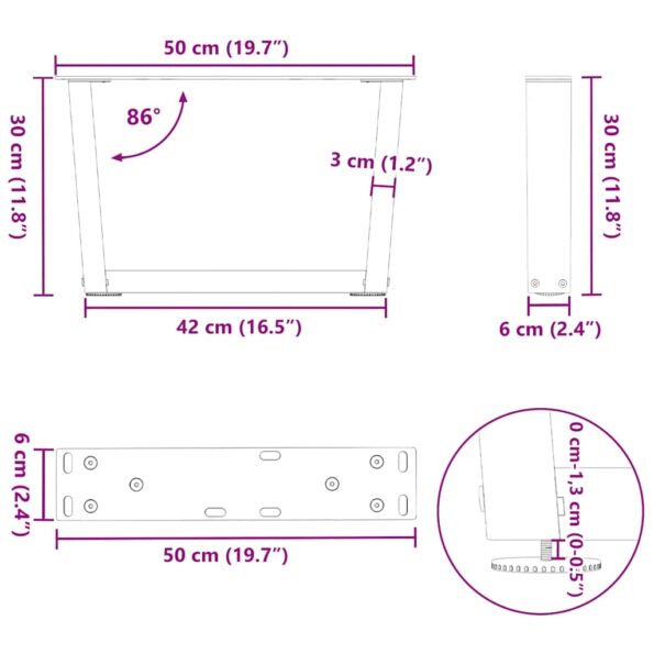 VXL8721102957765_g_en_hd_9.jpg vidaXL Nohy jedálenského stola V-Shape 2 ks Prírodná oceľ – Obrázok 10