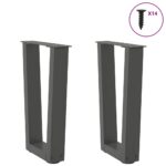 vidaXL Nohy jedálenského stola V-Shape 2 ks Antracit 28x(42-43,3) cm – Obrázok 3