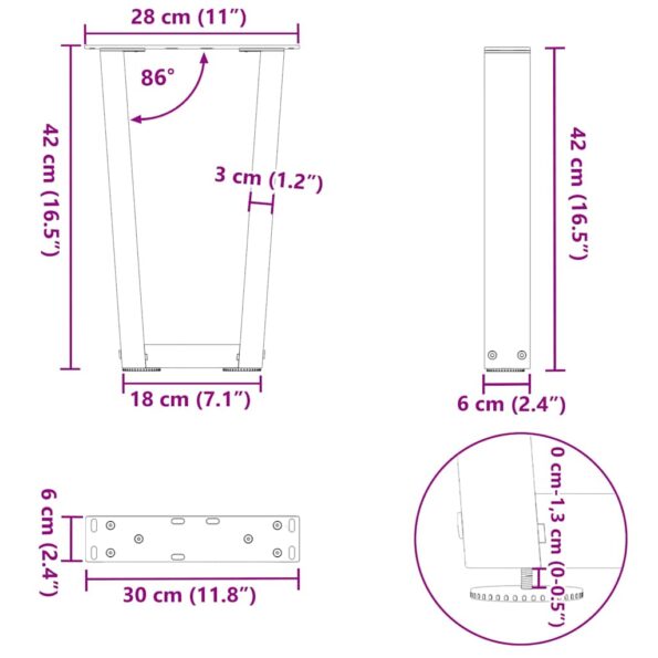 VXL8721102957871_g_en_hd_9.jpg vidaXL Nohy jedálenského stola V-Shape 2 ks Antracit 28x(42-43,3) cm – Obrázok 10
