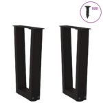 vidaXL Nohy jedálenského stola V-Shape 2 ks Čierna 38x(42-43,3) cm – Obrázok 3