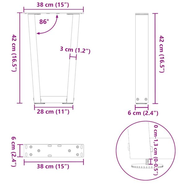 VXL8721102957895_g_en_hd_9.jpg vidaXL Nohy jedálenského stola V-Shape 2 ks Čierna 38x(42-43,3) cm – Obrázok 10