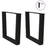 vidaXL Nohy jedálenského stola V-Shape 2 ks Čierna 60x(42-43,3) cm – Obrázok 3