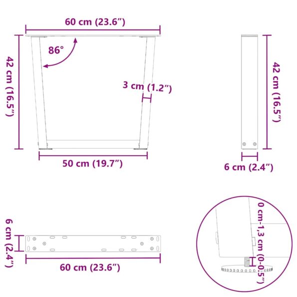 VXL8721102957970_g_en_hd_9.jpg vidaXL Nohy jedálenského stola V-Shape 2 ks Čierna 60x(42-43,3) cm – Obrázok 10