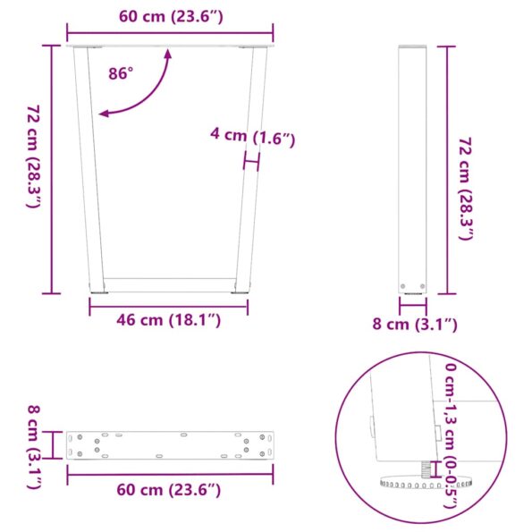 VXL8721102958083_g_en_hd_10.jpg vidaXL Nohy jedálenského stola V-Shape 2 ks Prírodná oceľ – Obrázok 11