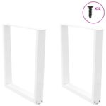vidaXL Nohy jedálenského stola V-Shape 2 ks Biela 90x(72-73,3) cm Oceľ – Obrázok 3