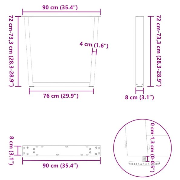 VXL8721102958182_g_en_hd_9.jpg vidaXL Nohy jedálenského stola V-Shape 2 ks Biela 90x(72-73,3) cm Oceľ – Obrázok 10