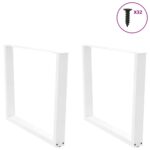 vidaXL Nohy k jedálenskému stolu v tvare V, 2 ks, biele, 100 x (72-73,3) cm, oceľ – Obrázok 3