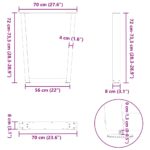 vidaXL Nohy jedálenského stola V-Shape 3 ks Biela 70x(72-73,3) cm Oceľ – Obrázok 10