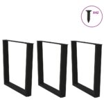 vidaXL Nohy k jedálenskému stolu v tvare V, 3 ks, čierne, 80 x (72-73,3) cm, oceľ – Obrázok 3