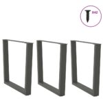 vidaXL Nohy jedálenského stola V-Shape 3 ks Antracit 80x(72-73,3) cm – Obrázok 3