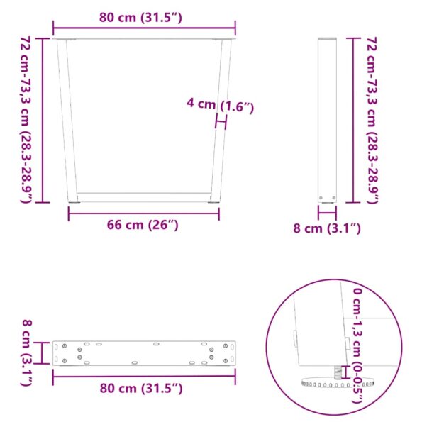 VXL8721102958311_g_en_hd_9.jpg vidaXL Nohy jedálenského stola V-Shape 3 ks Antracit 80x(72-73,3) cm – Obrázok 10