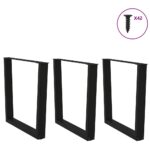 vidaXL Nohy jedálenského stola V-Shape 3 ks Čierna 90x(72-73,3)cm Oceľ – Obrázok 3