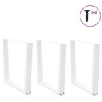 vidaXL Nohy k jedálenskému stolu v tvare V, 3 ks, biele, 90 x (72-73,3) cm, oceľové – Obrázok 3