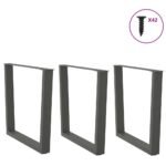 vidaXL Nohy k jedálenskému stolu v tvare V, 3 ks, antracitové, 90 x (72-73,3) cm, oceľ – Obrázok 3