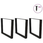 vidaXL Nohy jedálenského stola V-Shape 3 ks Čierna 100x(72-73,3) cm – Obrázok 3