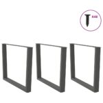 vidaXL Nohy k jedálenskému stolu v tvare V, 3 ks, antracitové, 100 x (72-73,3) cm, oceľ – Obrázok 3