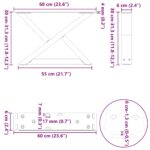 VidaXL Nohy konferenčného stolíka 2 ks Prírodná oceľ 60x(30-31,3) cm – Obrázok 10