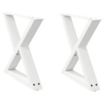 vidaXL Nohy konferenčného stolíka 2 ks biele 60 x (42-43,3) cm oceľové – Obrázok 2