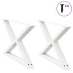 VidaXL Nohy konferenčného stolíka 2 ks Biela 70x(42-43,3) cm Oceľ