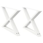 VidaXL Nohy konferenčného stolíka 2 ks Biela 70x(42-43,3) cm Oceľ – Obrázok 2