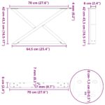 VidaXL Nohy konferenčného stolíka 2 ks Biela 70x(42-43,3) cm Oceľ – Obrázok 10