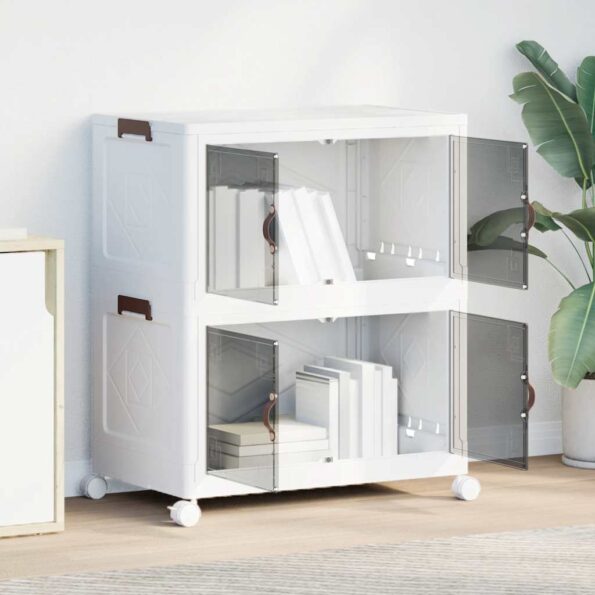 vidaXL stohovateľný úložný box s kolesami 2-poschodový 75L 64x40x76 cm – Obrázok 3