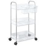 VidaXL úložný vozík 3-poschodový priehľadný 37x28x68 cm akryl – Obrázok 2