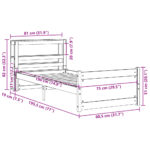 vidaXL Posteľný rám s čelom biely 75x190 cm borovicový masív – Obrázok 12