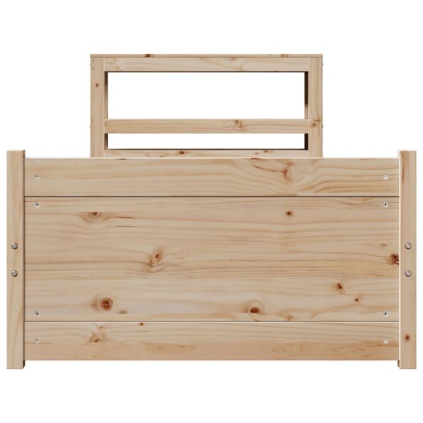 vidaXL Posteľný rám s čelom biely 75x190 cm borovicový masív – Obrázok 4