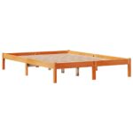 vidaXL Posteľný rám s čelom voskový hnedý 140x190 cm borovicový masív – Obrázok 4