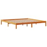 vidaXL Posteľný rám s čelom voskovo hnedý 200x200 cm borovicový masív – Obrázok 5