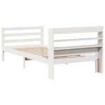 vidaXL Posteľný rám s čelom bez matraca biely 100x200 cm – Obrázok 8