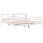 vidaXL Posteľný rám s čelom bez matraca biely 200x200 cm – Obrázok 3