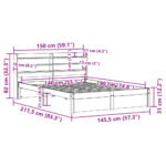 vidaXL Posteľný rám s čelom 140x190 cm borovicový masív – Obrázok 12