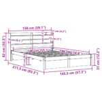 vidaXL Posteľný rám s čelom bez matraca biely 140x190 cm – Obrázok 12