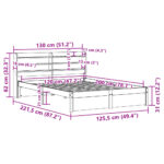 vidaXL Posteľný rám s čelom 120x200 cm borovicový masív – Obrázok 12