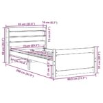 vidaXL Posteľný rám s čelom biely 75x190 cm borovicový masív – Obrázok 12