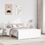 vidaXL Posteľný rám s čelom bez matraca biely 160x200 cm