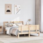 vidaXL Posteľný rám s čelom 120x200 cm borovicový masív – Obrázok 3