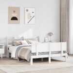 vidaXL Posteľný rám s čelom biely 120x200 cm borovicový masív – Obrázok 3