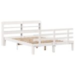 vidaXL Posteľný rám s čelom biely 150x200cm borovicový masív – Obrázok 3
